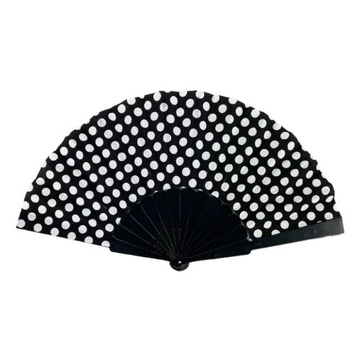 XFN-1009 Polka Dot Hand Fan Black