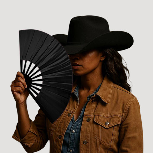 Oversize Line Dancing Clack Fan in Black