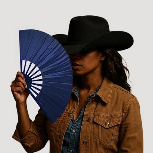 Oversize Line Dancing Clack Fan in Navy Blue