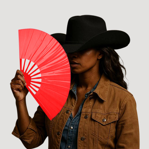 Oversize Line Dancing Clack Fan in Red