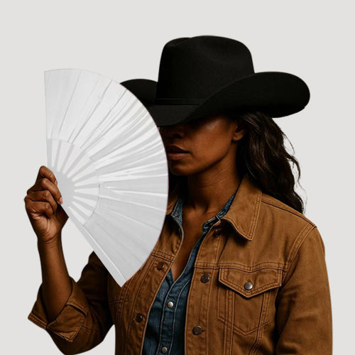 Oversize Line Dancing Clack Fan in White