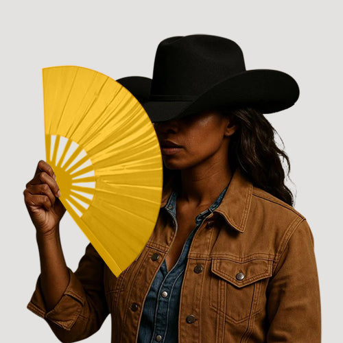 Oversize Line Dancing Clack Fan in Yellow