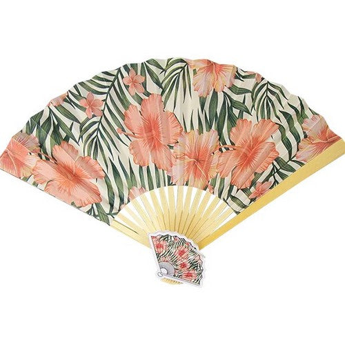 SUM2938 Floral Print Decorative Folding Hand Fan in Peach