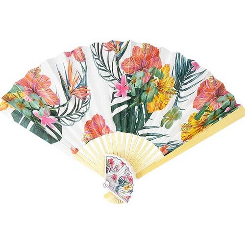 SUM2938 Floral Print Decorative Folding Hand Fan in Tropical Design