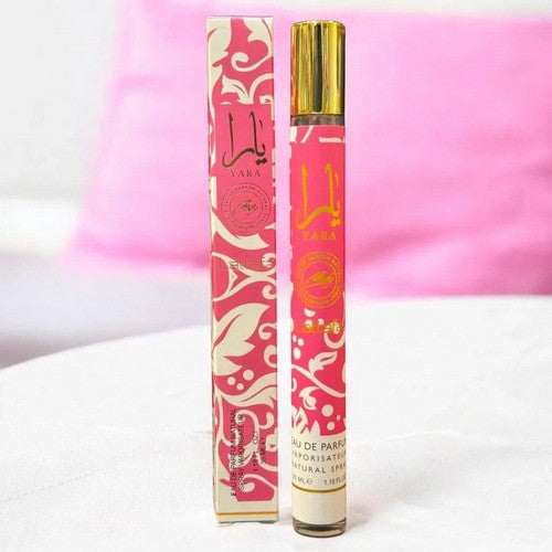 08GD-E05- HPNK Yara Candy by Lattafa Travel Size Eau De Parfum Spray 1.18oz in Hot Pink