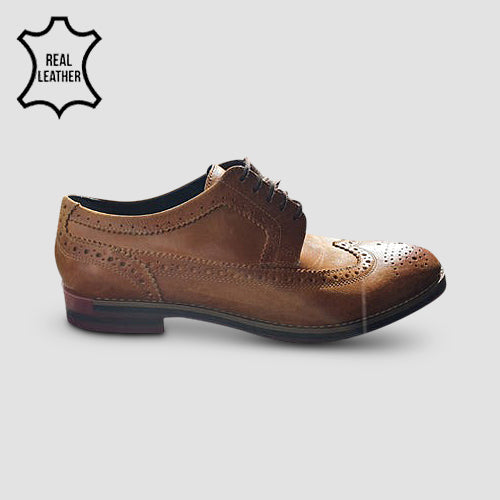 Marks & Spencer Genuine Leather Brogue Dress Shoes in Tan