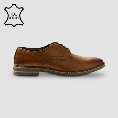 Marks & Spencer Genuine Leather Lace-Up Plain Dress Shoes in Tan