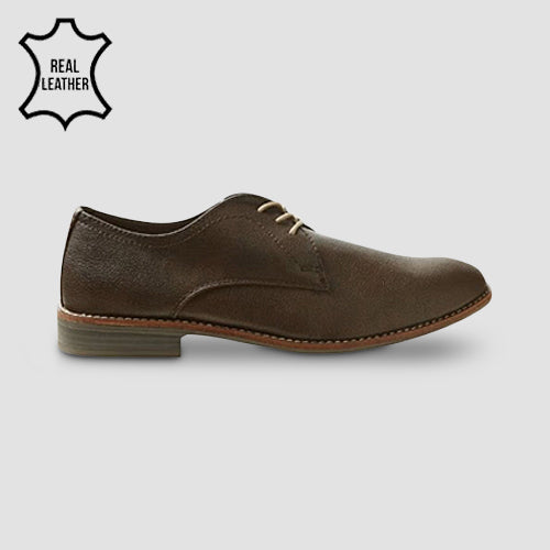 Marks & Spencer Genuine Leather Lace-Up Contrast Stitch Dress Shoes in Brown