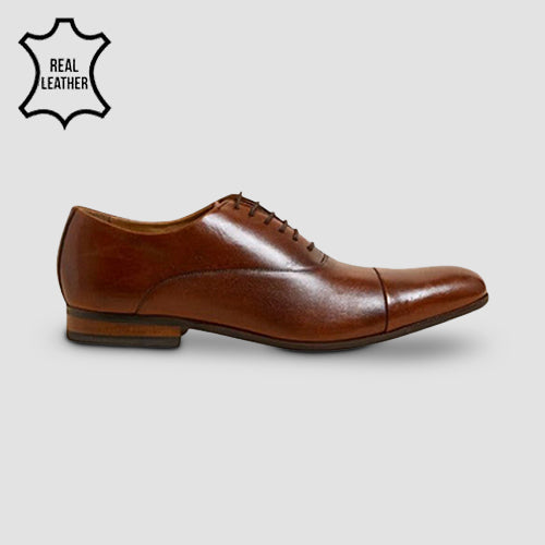 Marks & Spencer Genuine Leather Lace-Up Toe Tip Shoes in Tan