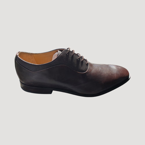 Marks & Spencer Genuine Leather Lace-Up Dual Texture Shoes in Brown