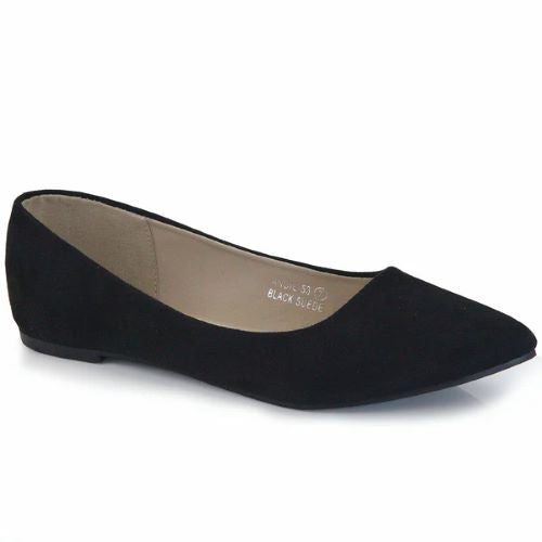 Classic Point Flat Shoes in Black Suede