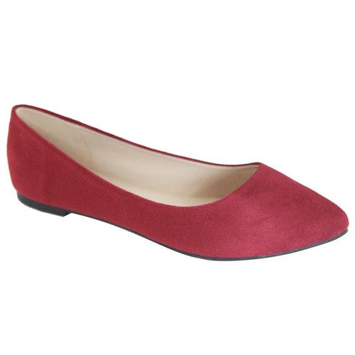 Classic Point Flat Shoes in Burgundy Suede