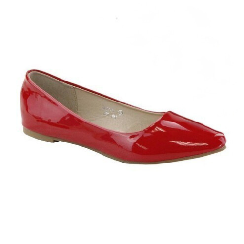 Classic Point Flat Shoes in Red Patent