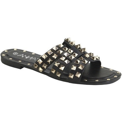 SPIKKY-6 Stud Sandals in Black