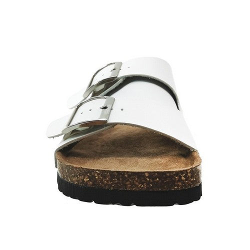 Aldo Rossini 2-Buckle Birkie Slippers White