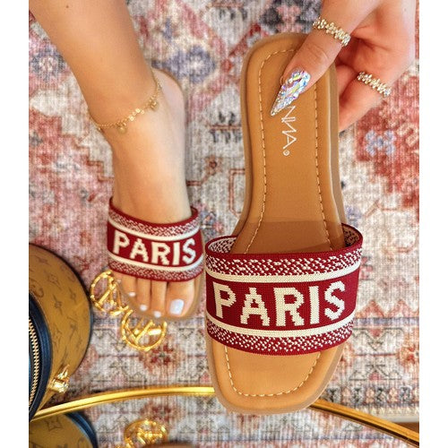 PARIS-1 Paris Fabric Slippers Wine