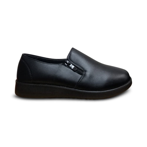 Zip Wedge Flat Shoe Black