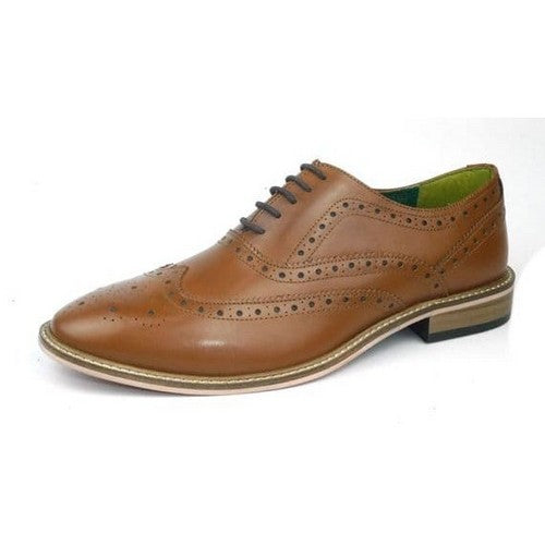 Frank James England Genuine Leather Zeno Brogue Dress Shoe Tan Brown