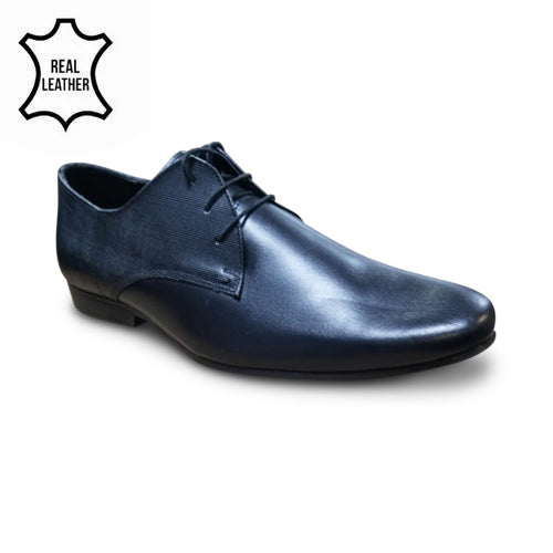 TopMan Bright Emboss Genuine Leather Lace-Up Dress Shoe Black