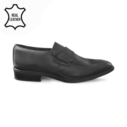 L. Lambertazzi Genuine Leather Slip On Dress Shoe Black