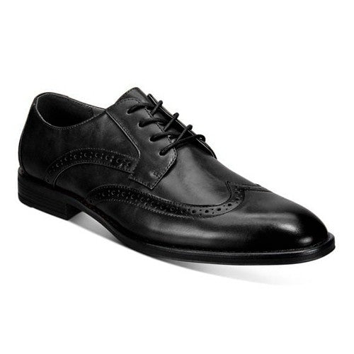 Alfani Leyden Genuine Leather Brogue Wingtip Oxford Dress Shoe Black