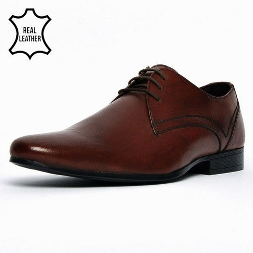 Red Tape Sampson Genuine Leather Oxford Lace-Up Dress Shoe Brown