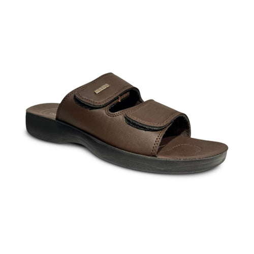 Eurosoft Comfort Double Velcro Slipper in Brown