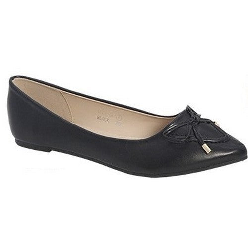 Bow Detail Classic Point Flats Black