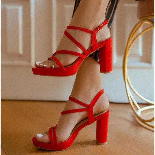 AMAYA-3 Strappy Heel Sandal Red Suede