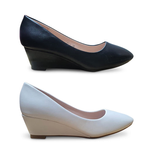 High Heel Wedge Round Toe Pump