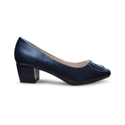 06-136 Enamel Buckle Block Heel Pump