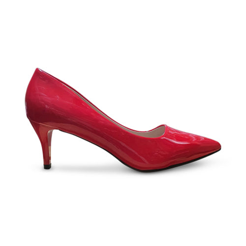 Kitten Heel Point Pumps in Red Patent