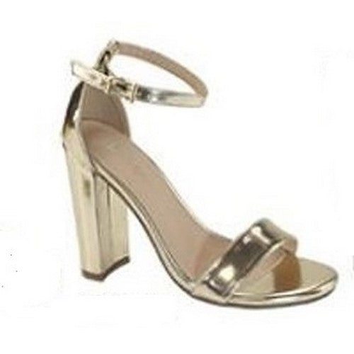 LAUREN-2 Metallic Peep Toe Heel Sandal Gold