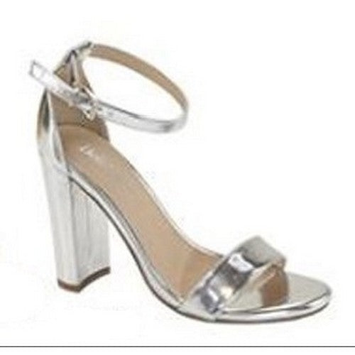 Metallic Peep Toe Heel Sandal in Silver