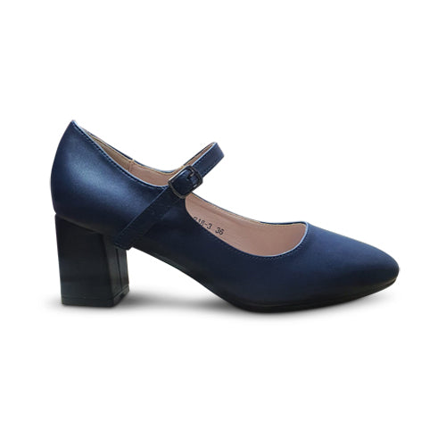 Block Heel Mary Jane Pump in Navy