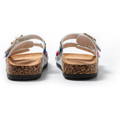 Boho Beaded 2-Buckle Slipper in White