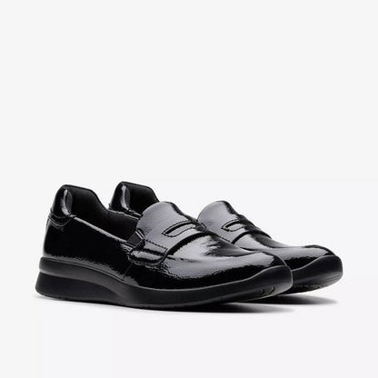 Clarks Original Ellowyn Penny in Black Crinkle Patent Leather