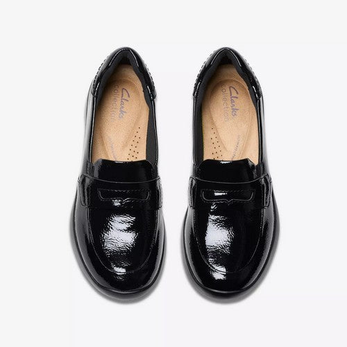 Clarks Original Ellowyn Penny in Black Crinkle Patent Leather