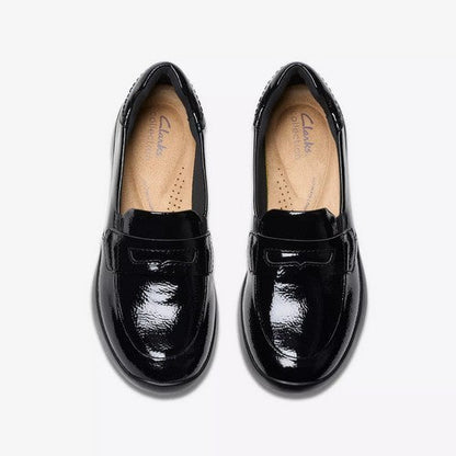 Clarks Original Ellowyn Penny in Black Crinkle Patent Leather