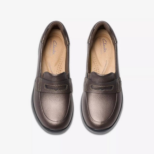 Clarks Original Ellowyn Penny in Bronze Metallic Leather