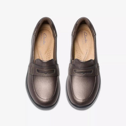 Clarks Original Ellowyn Penny in Bronze Metallic Leather