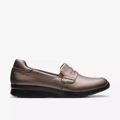 Clarks Original Ellowyn Penny in Bronze Metallic Leather