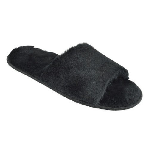 27601 Plush Slider Bed Slipper Black