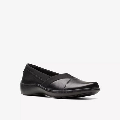 Clarks Original Wide-Fit Cora Charm in Black Leather