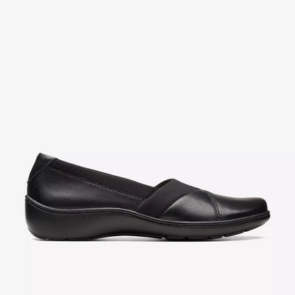 Clarks Original Wide-Fit Cora Charm in Black Leather