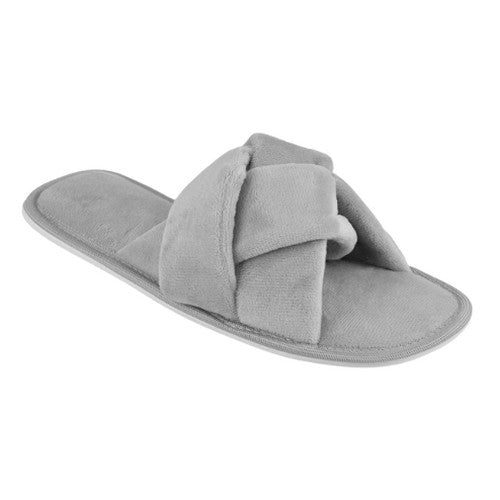 27626 Velour Crossover Bed Slipper Grey