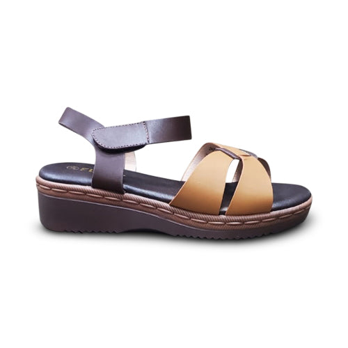 Cross Over Wedge Heel Velcro Sandal