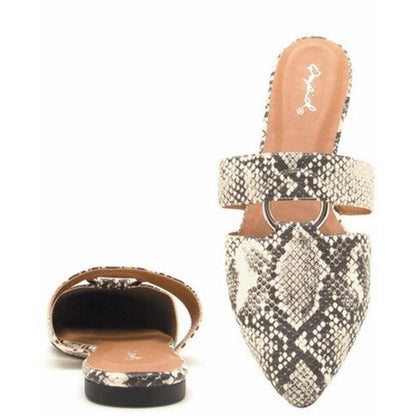 Snakeskin Point Mule Slippers in Stone