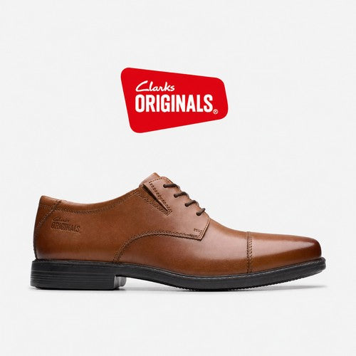 Clarks Original Cosgrove Cap in Dark Tan Leather