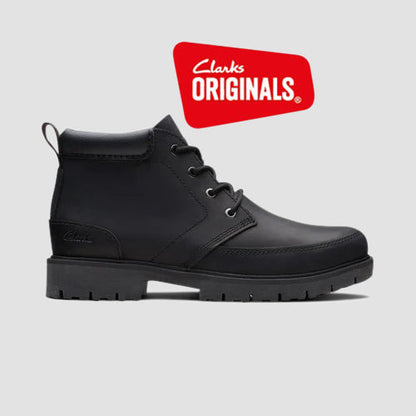 Clarks Original Rossdale Mid in Black Leather  